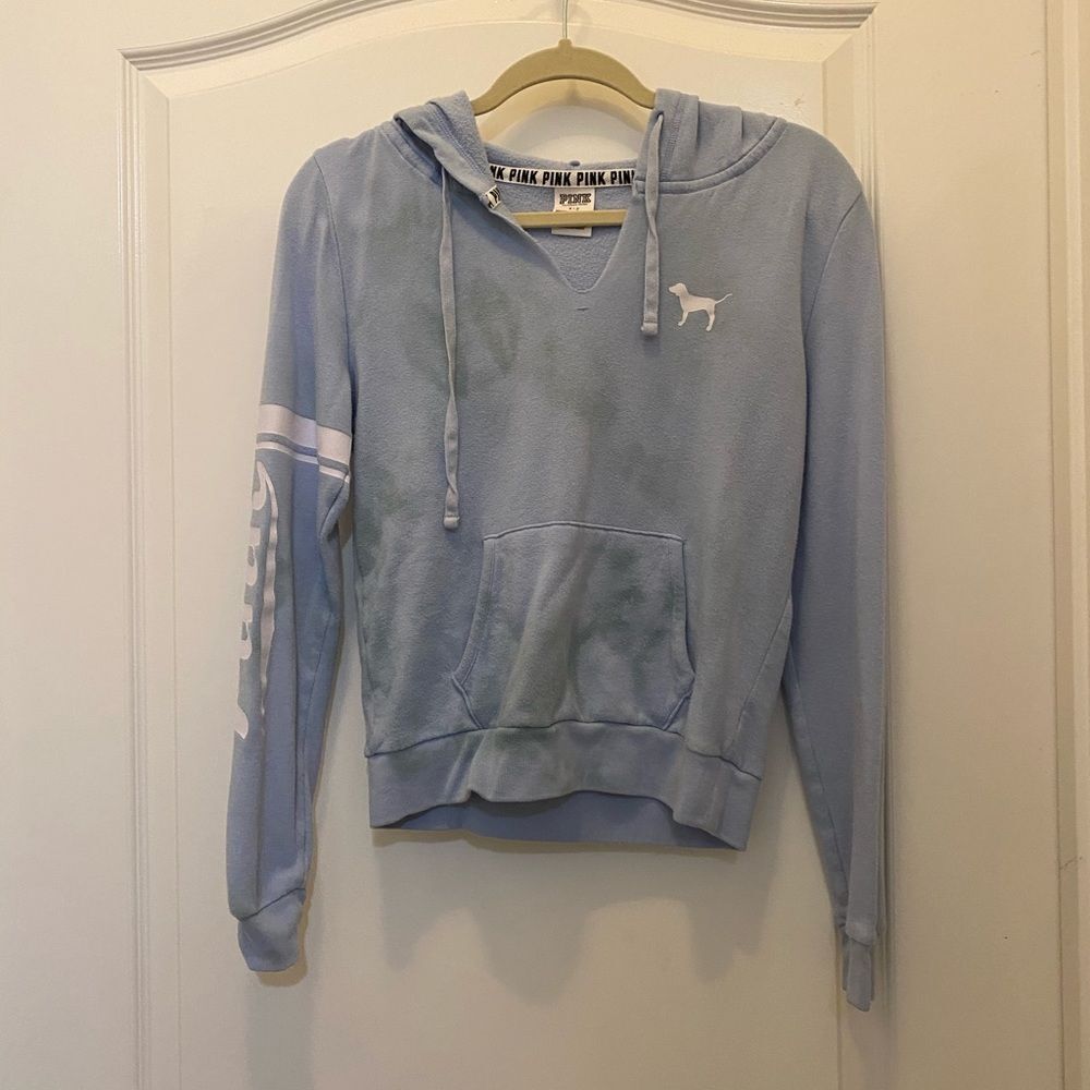 PINK Victoria’s Secret Dog Large Hoodie Hooded Sweatshirt V Neck Pullover small
